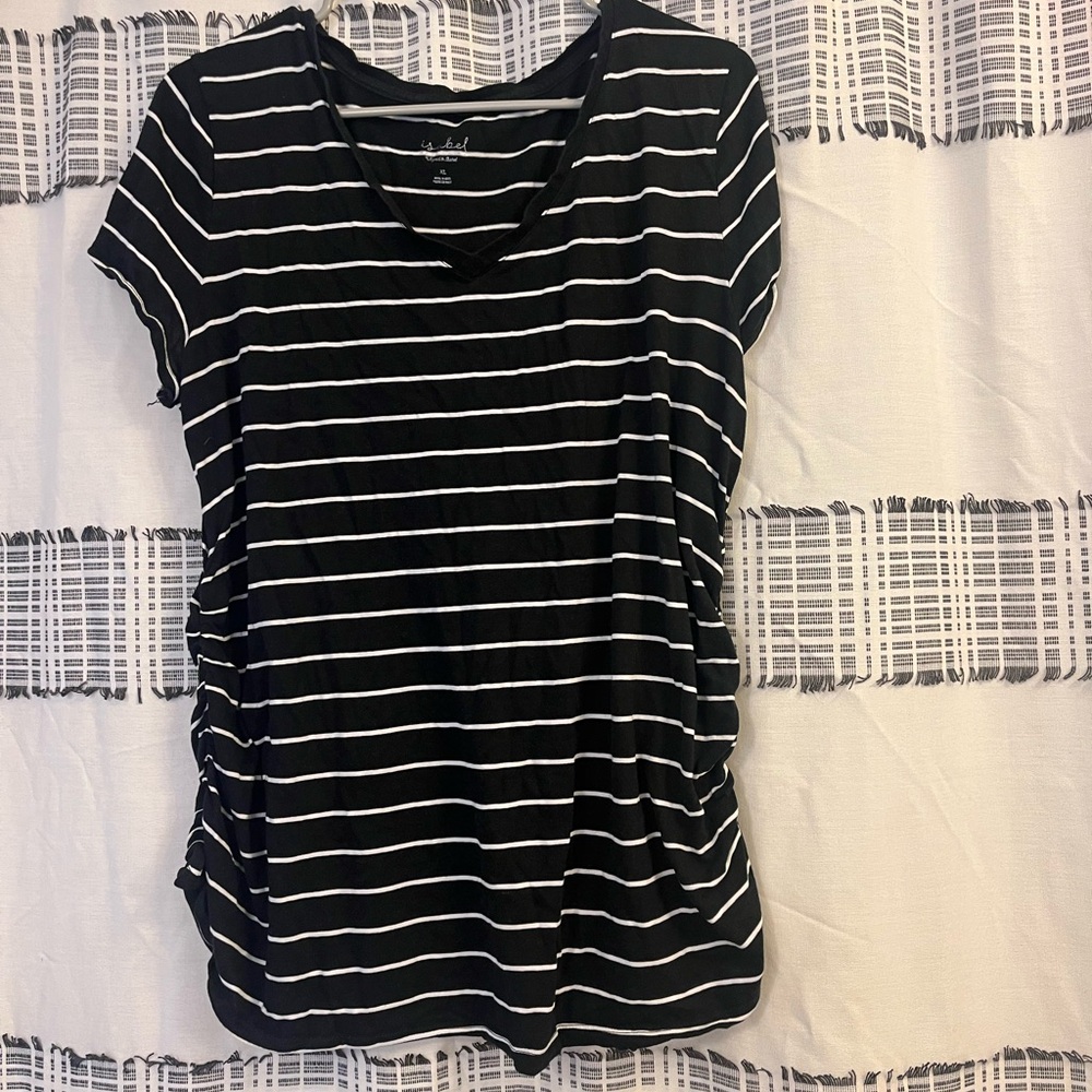Style & Co. Black and White Striped Short Sleeve Tee